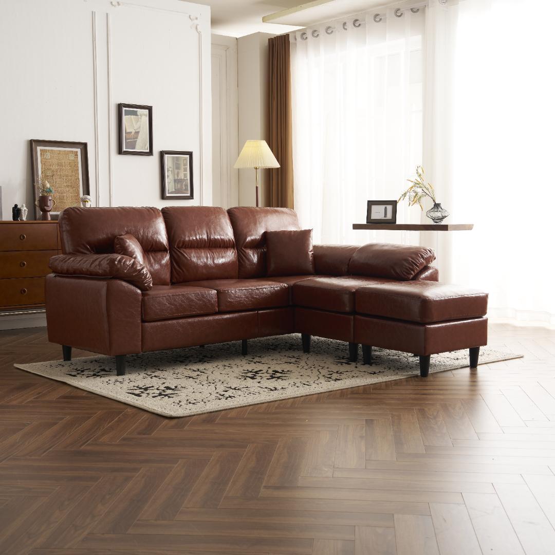 PU ソファ ソファーセット 5人掛け 2-5人掛け L字 クッション付 肘付き