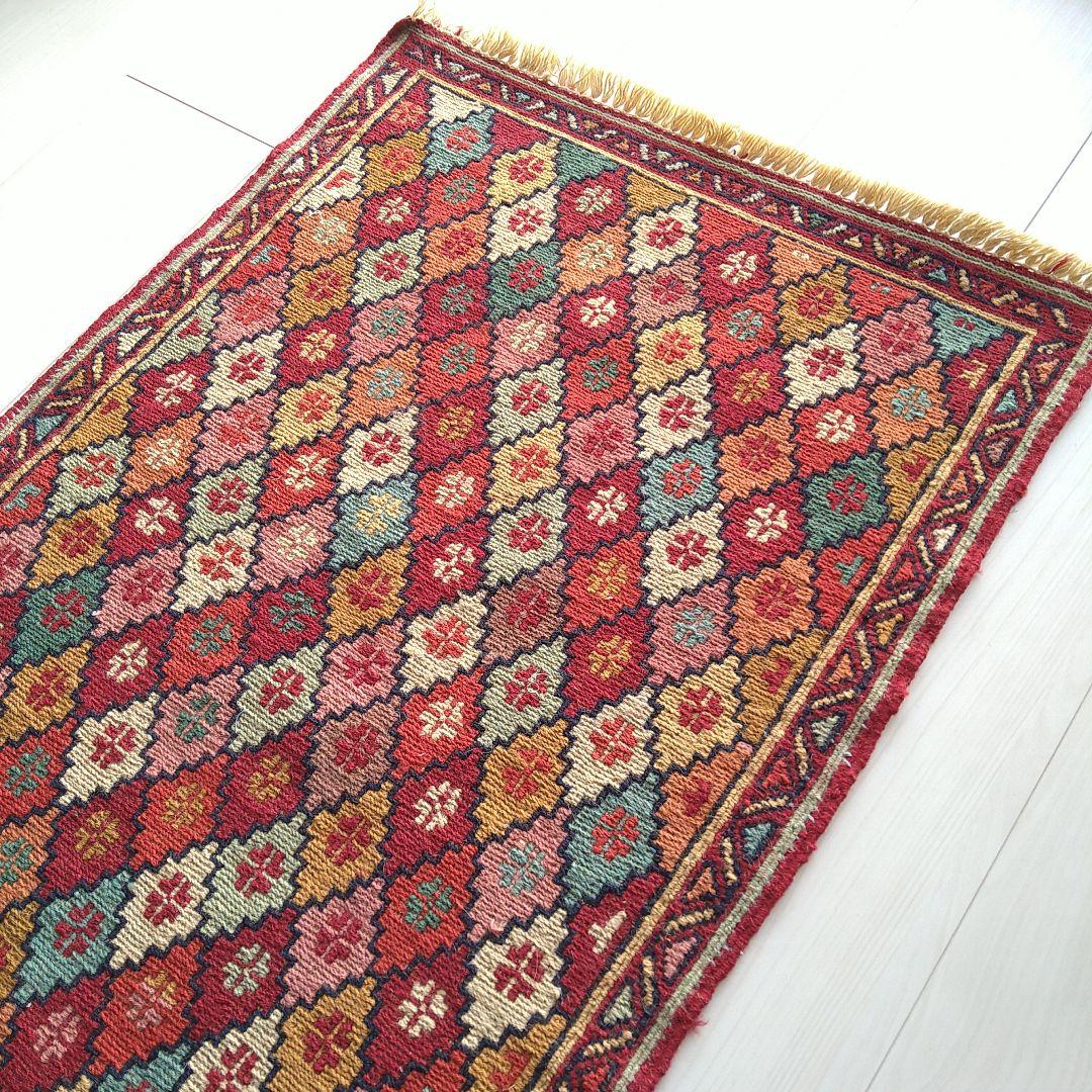 スマック織り キリム 95×52cm スモールジグザグダイヤ柄 ペルシャ絨毯