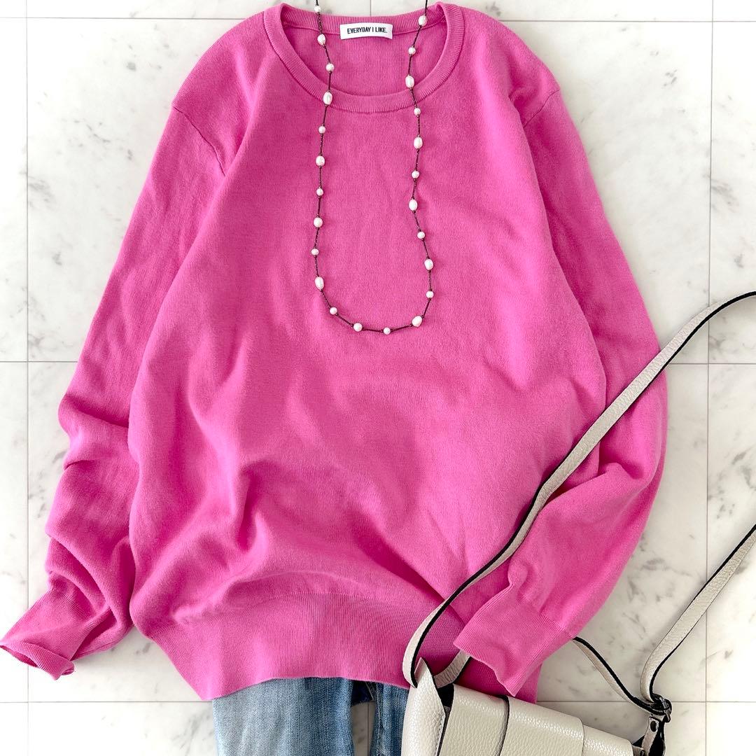 美品 ドゥーズィエムクラス コットン クルーネック プルオーバー ピンク