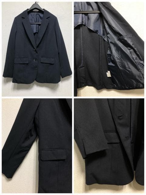 新品☆LL♪紺系♪衿リボンタイ♪セットアップパンツスーツ♪3点〇D195