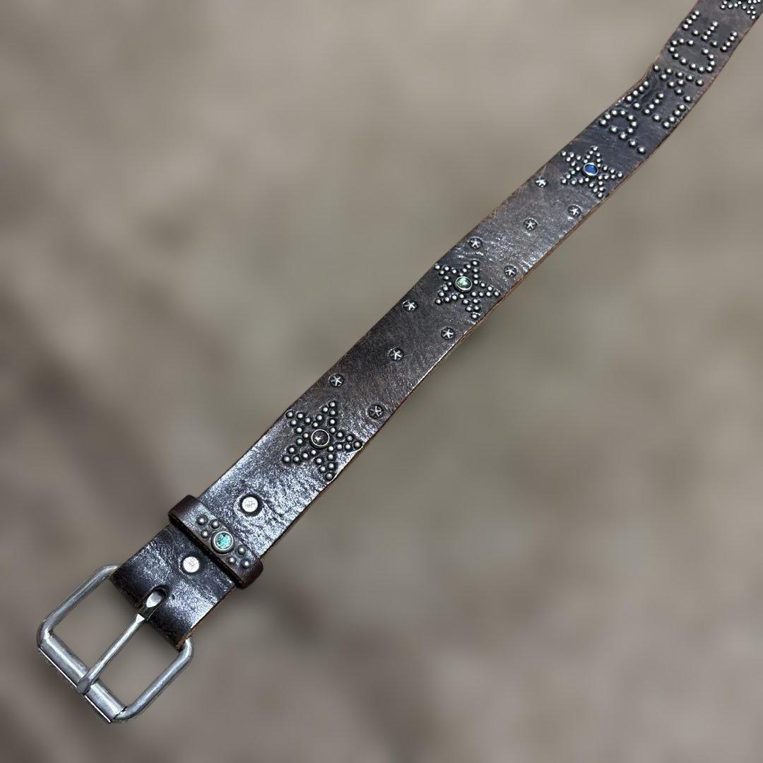 36inch HTC レザースタッズベルト　茶芯