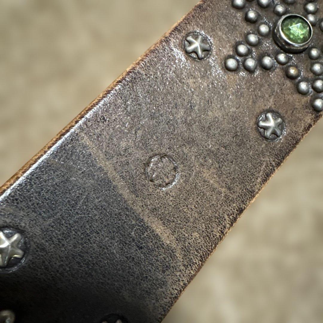 36inch HTC レザースタッズベルト　茶芯