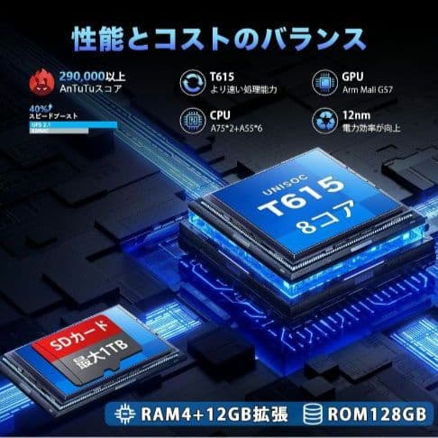 Android 15 タブレット 10.1インチ 16GB + 128GB