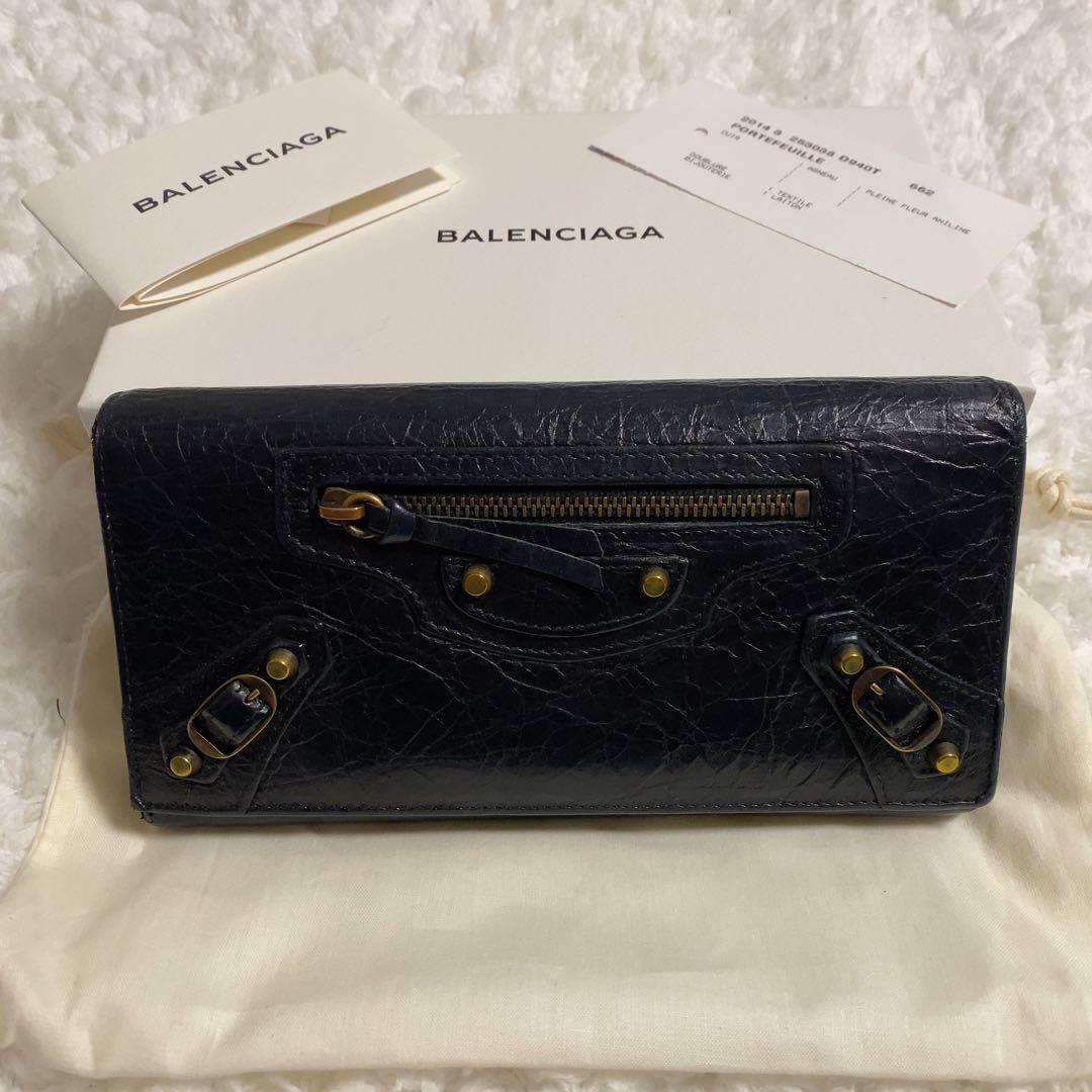 箱＆保存袋付き！BALENCIAGA 長財布 2つ折り シティ クラシック 黒