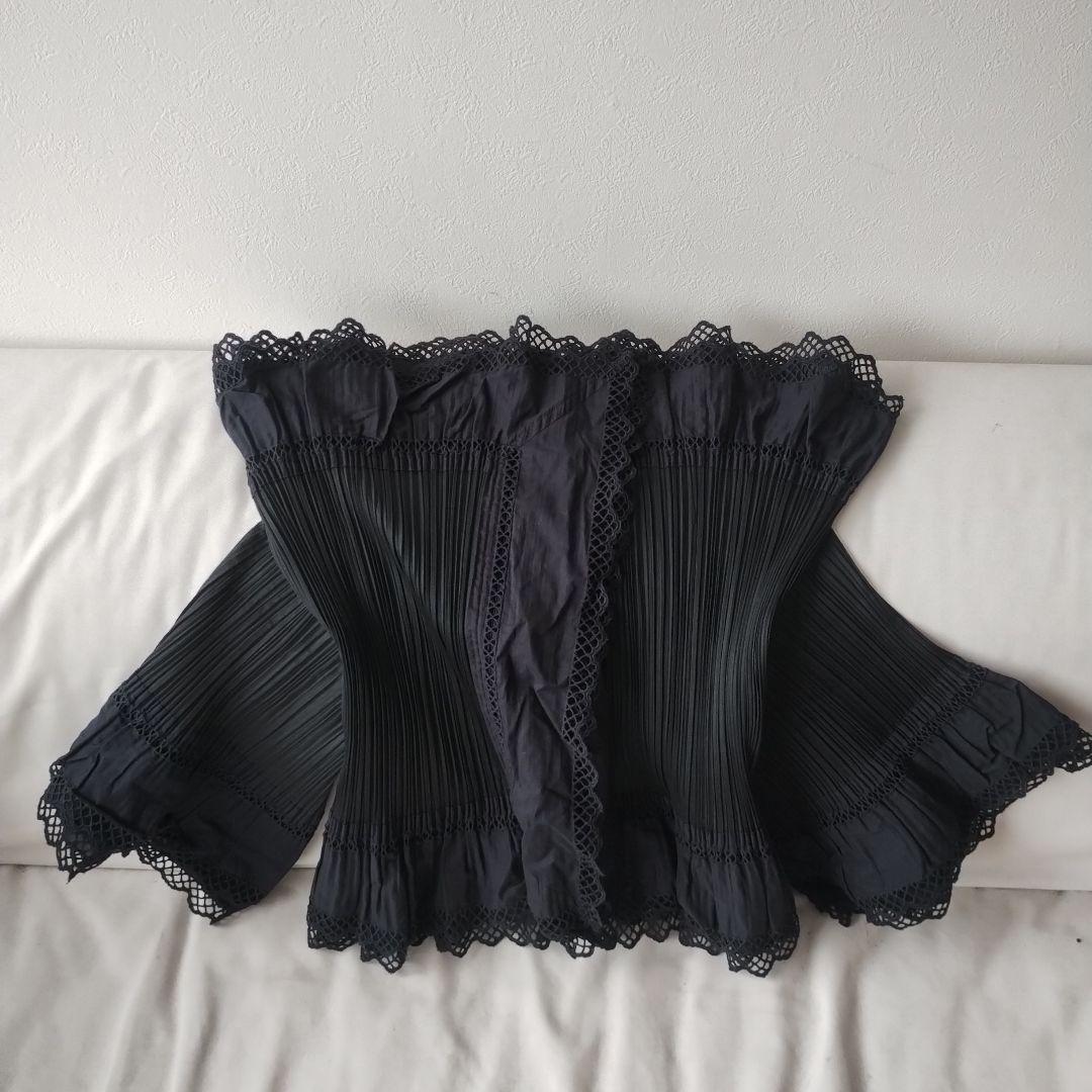 PLEATS PLEASE　プリーツボレロ　黒　レース