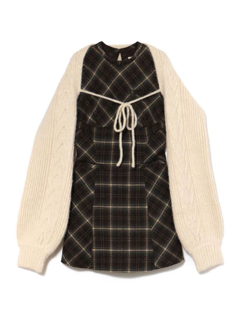 ワンピース andmary Mimi check set mini dress black