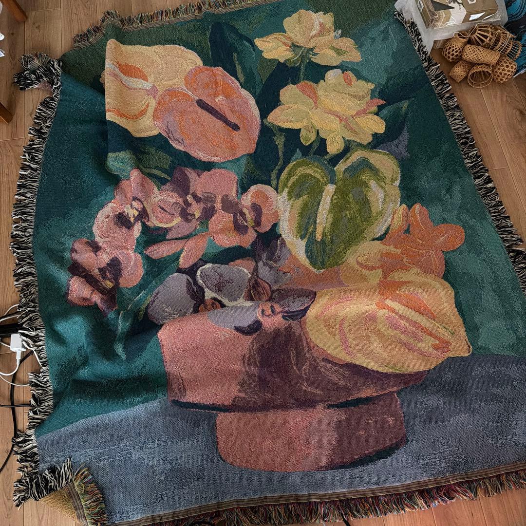 新品ジャーナルスタンダードファニチャー花柄タペストリー風ラグ