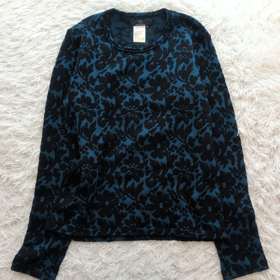美品 ワイズ ヨウジヤマモト 花柄 ジャガード ウール プルオーバー サイズ3