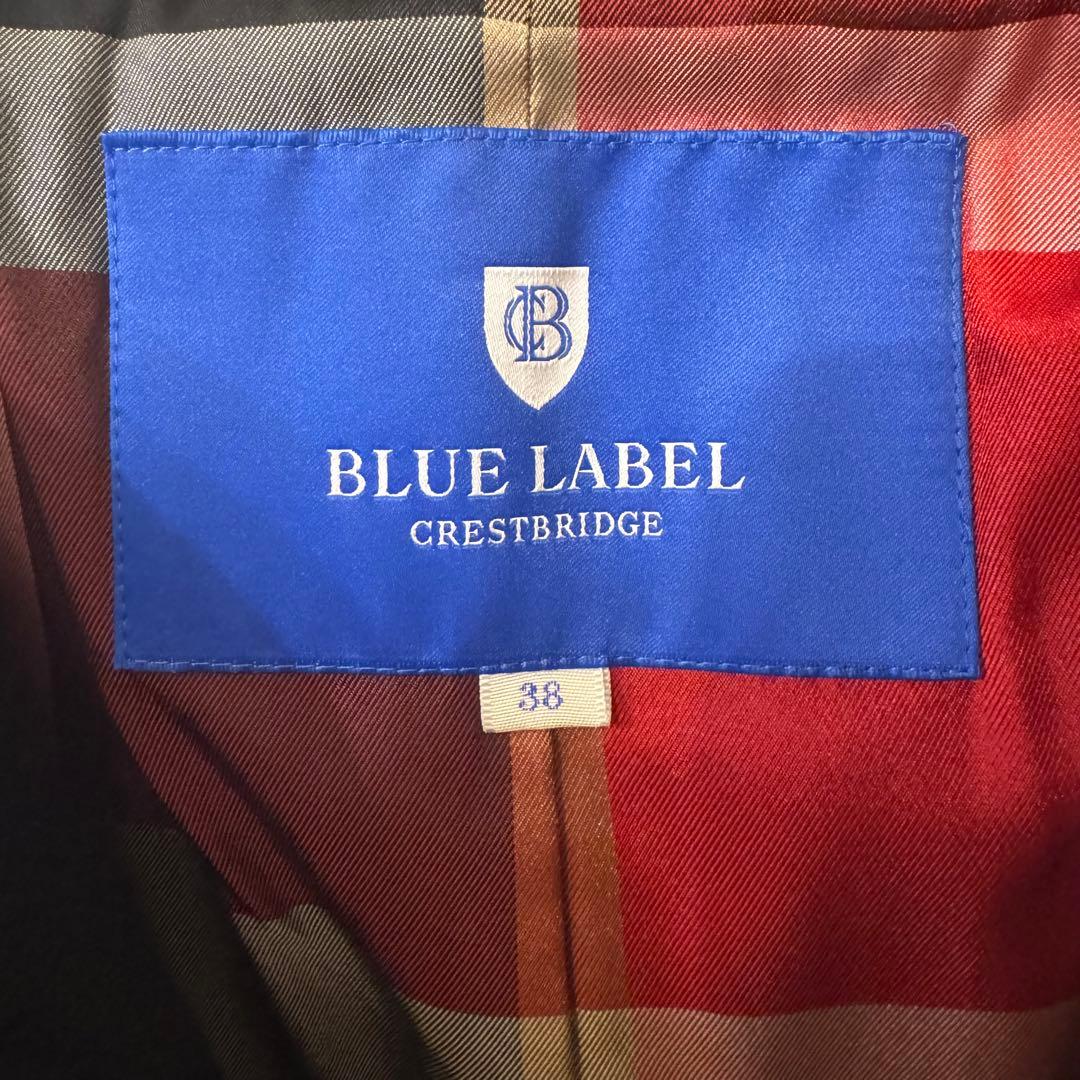 ブルーレーベルクレストブリッジ ダッフルコート ネイビー 裏地チェック 38