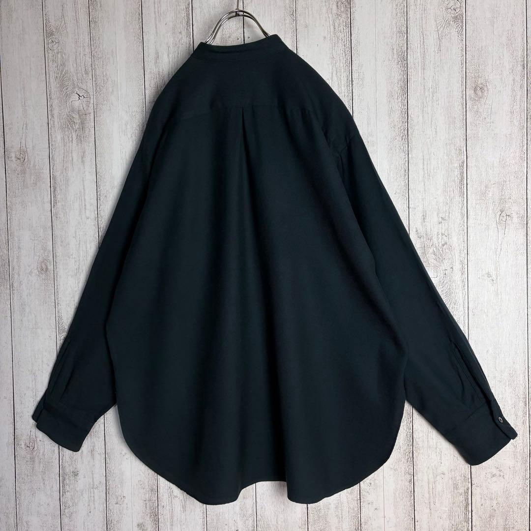 美品 マーカウェア MARKAWARE ノーカラーネルシャツ ダークグリーン