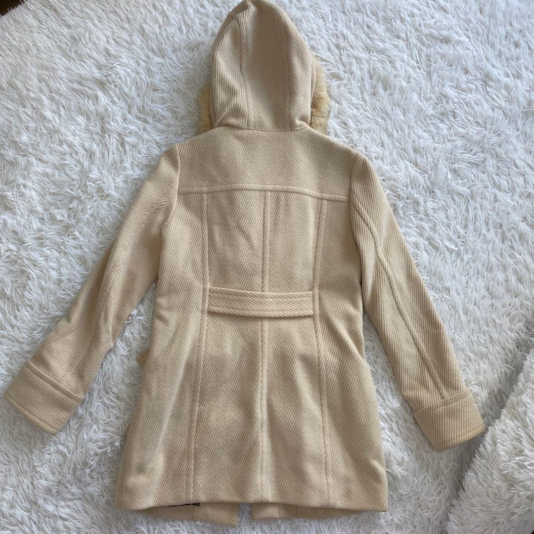 極美品　バーバリーブルーレーベル　ダッフルコート　ノバチェック　ラビットファー