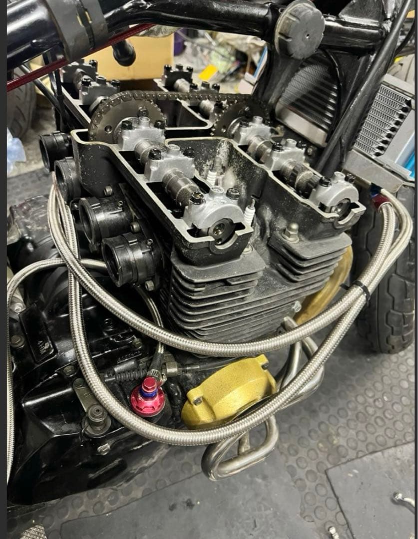 Active オイルクーラー9段 メッシュホース フィッティング XJR400