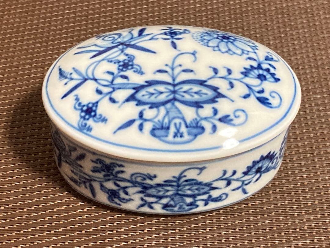 未使用 マイセン 小物入れ ブルーオニオン ボンボニエール ポット ケース 希少