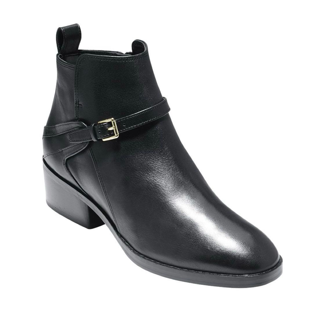 【極美品】COLE HAAN レザー ショートブーツ 23cm 黒 箱付　秋冬