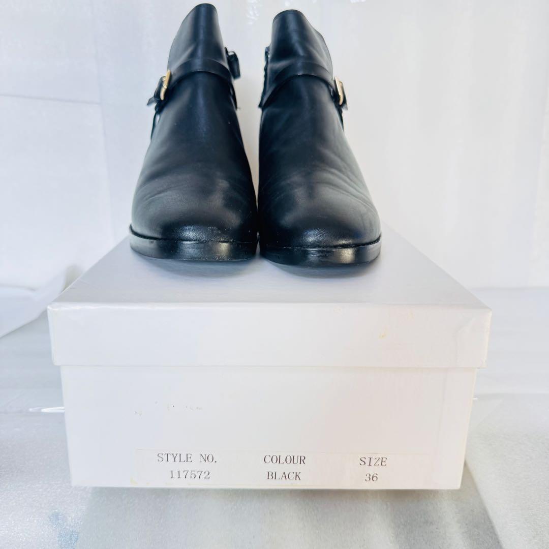 【極美品】COLE HAAN レザー ショートブーツ 23cm 黒 箱付　秋冬