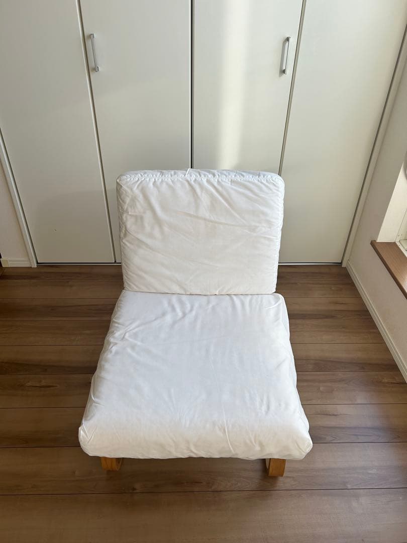 ホワイト 1人掛けソファ 木製フレーム