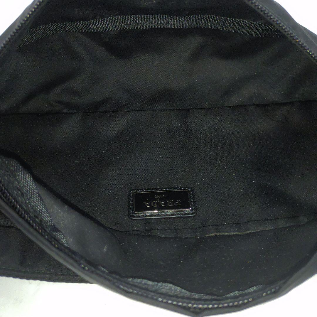 【極美品】プラダ ウエストポーチ サフィアーノ×ナイロン 黒 2VL132