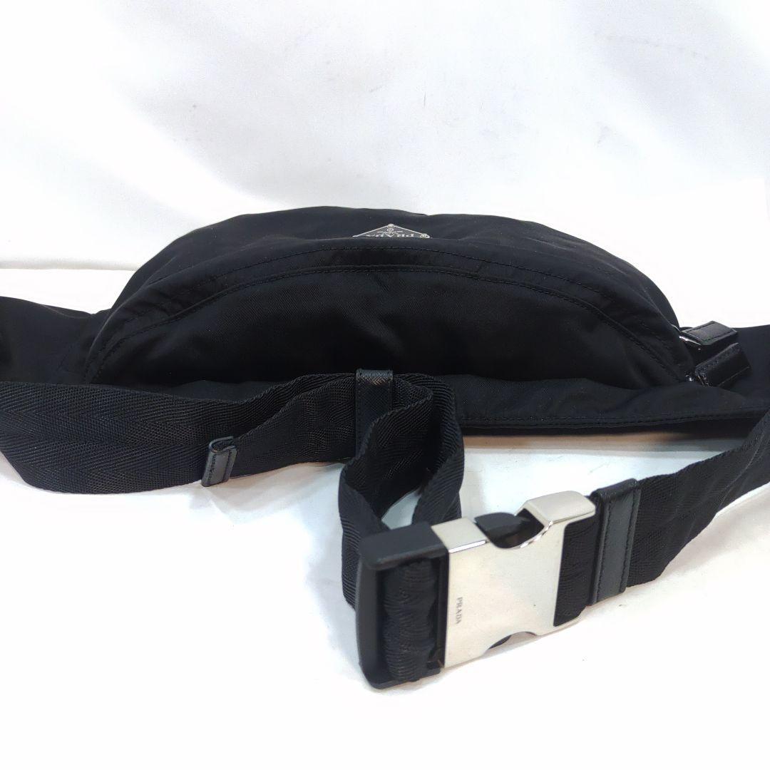 【極美品】プラダ ウエストポーチ サフィアーノ×ナイロン 黒 2VL132