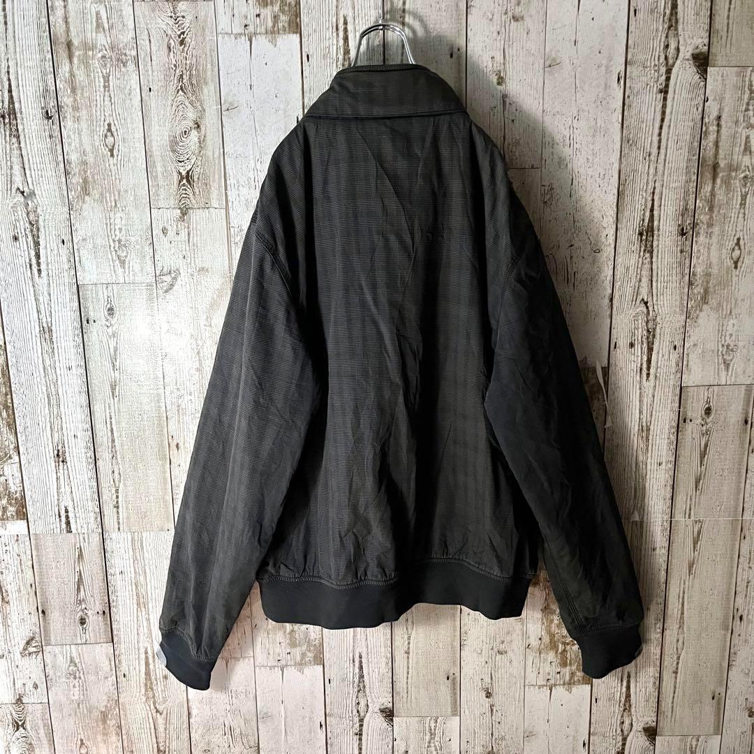 ショット ブルゾン ジャケット チェック 刺繍ロゴ キルティング チャコール L