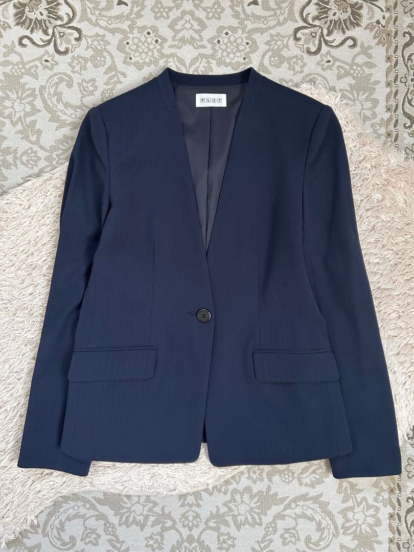 極美品 PLST プラステ セットアップ パンツ スーツ ノーカラー 洗える