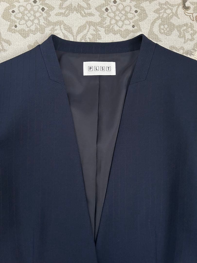 極美品 PLST プラステ セットアップ パンツ スーツ ノーカラー 洗える