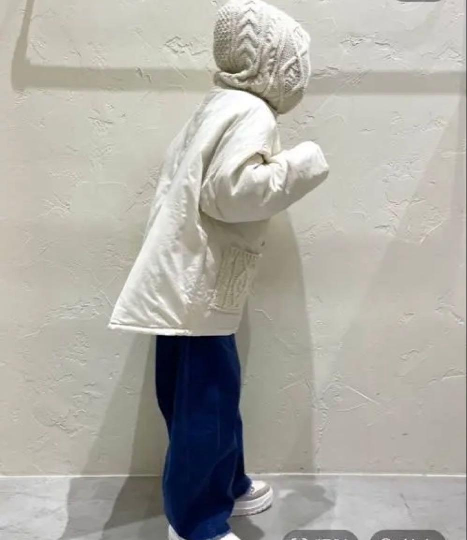 アイボリー フード付き 切替ダッフルコート