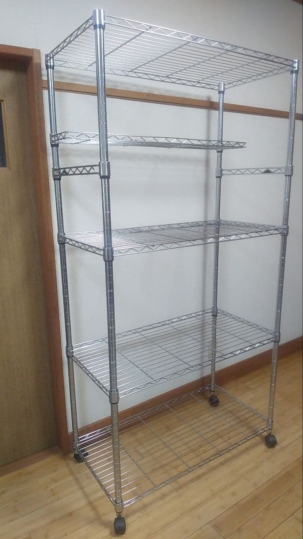 メタルラック 177×90×46 4枚➕ハーフ板 サイドバー　キャスター送料込