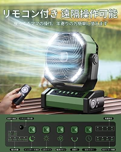 キャンプ 扇風機 20000mAh大容量 最大60時間連続使用 Type-C充A