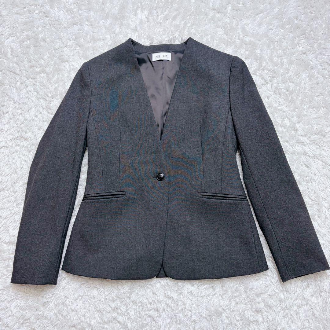 未使用級 プラステ ウォームリザーブパンツスーツ ノーカラー ワイドパンツ