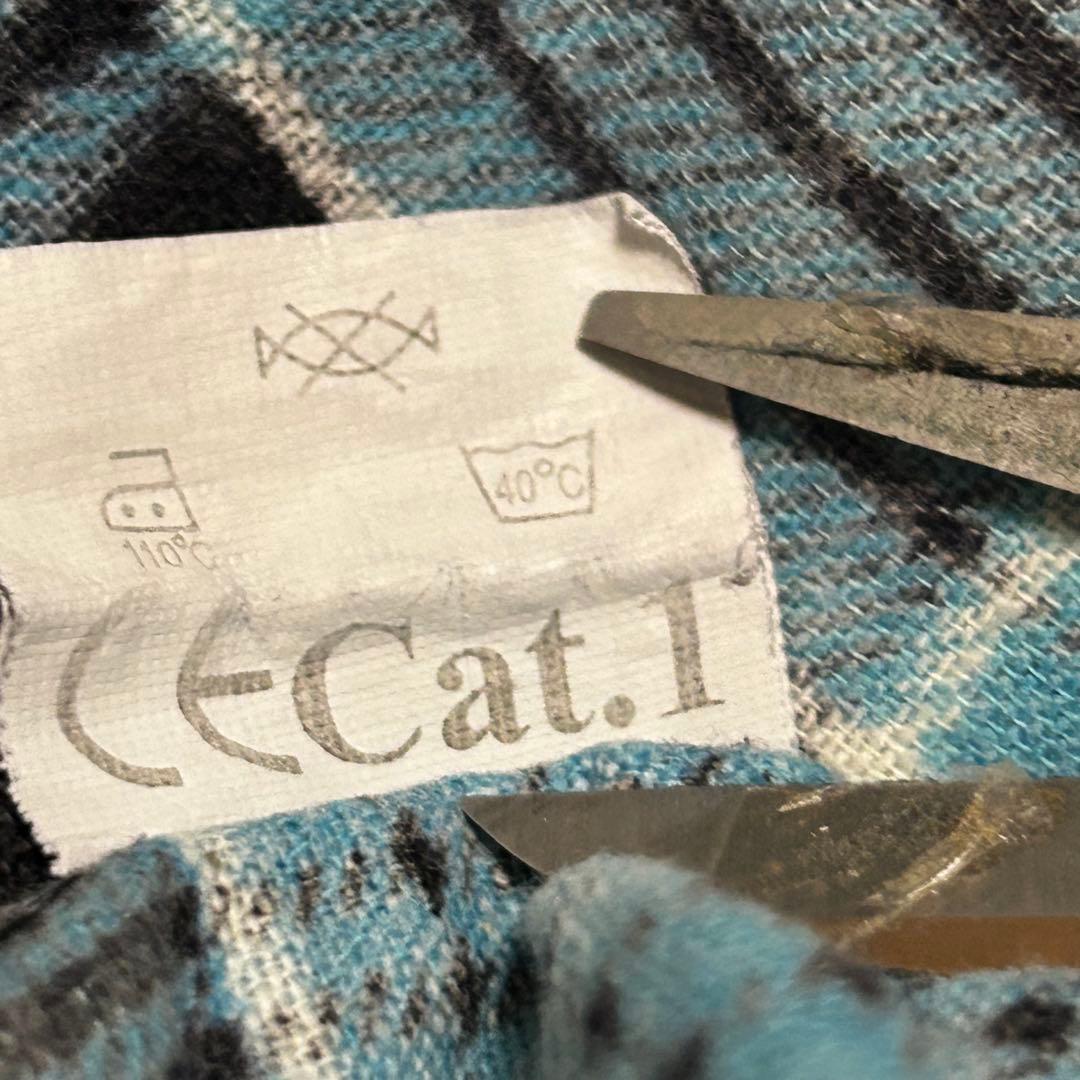 好配色　80s 90s ビンテージ　プリント　ネルシャツ　ブルー　ブラック