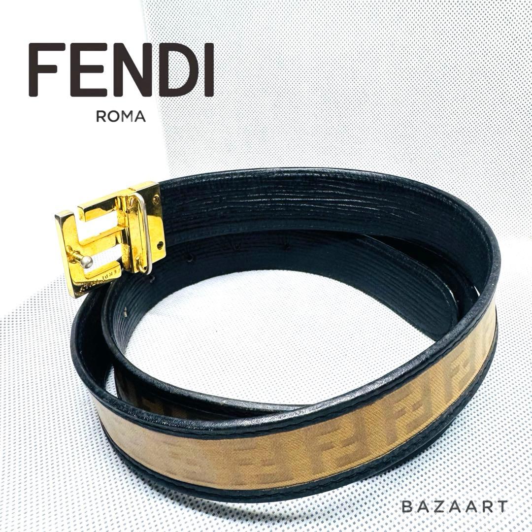 FENDI フェンディ レザー ベルト ズッカ 黒 ブラック FFメタルバックル