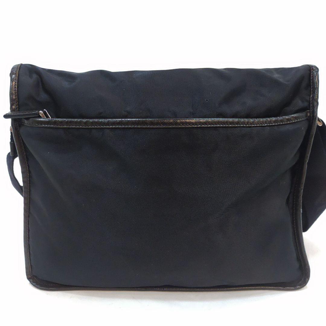 プラダ メッセンジャーバッグ レザー×ナイロン A4可 黒 シャドーロゴ