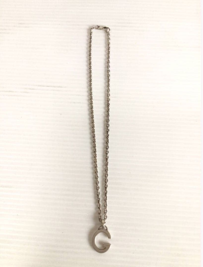 Y969 GUCCI ネックレス Gプレート シルバーAg925 ボールチェーン