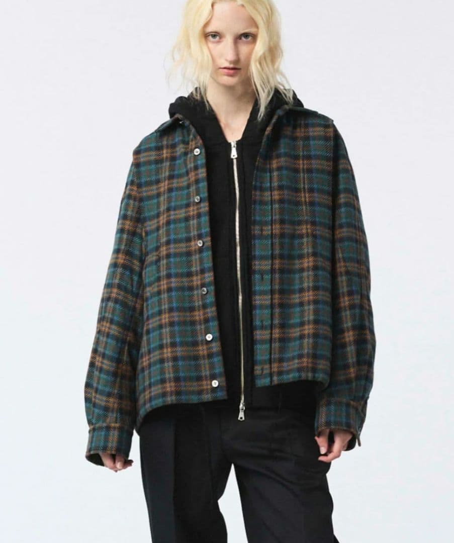 美品メゾンスペシャル カーブポケットシャツブルゾン NVY サイズ2