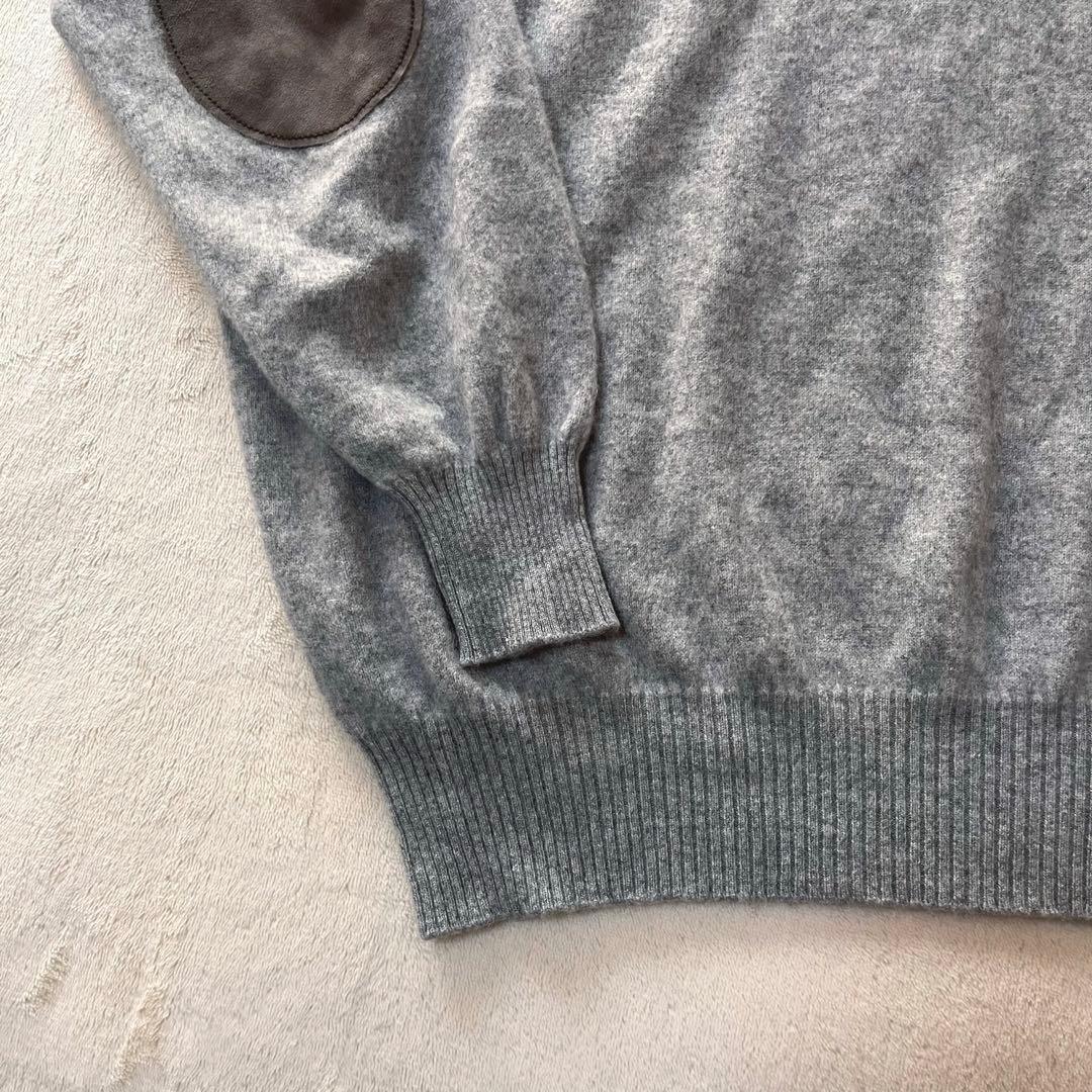 希少✨ブルネロクチネリ　カシミヤ100 クルーネックセーター エルボーパッチ