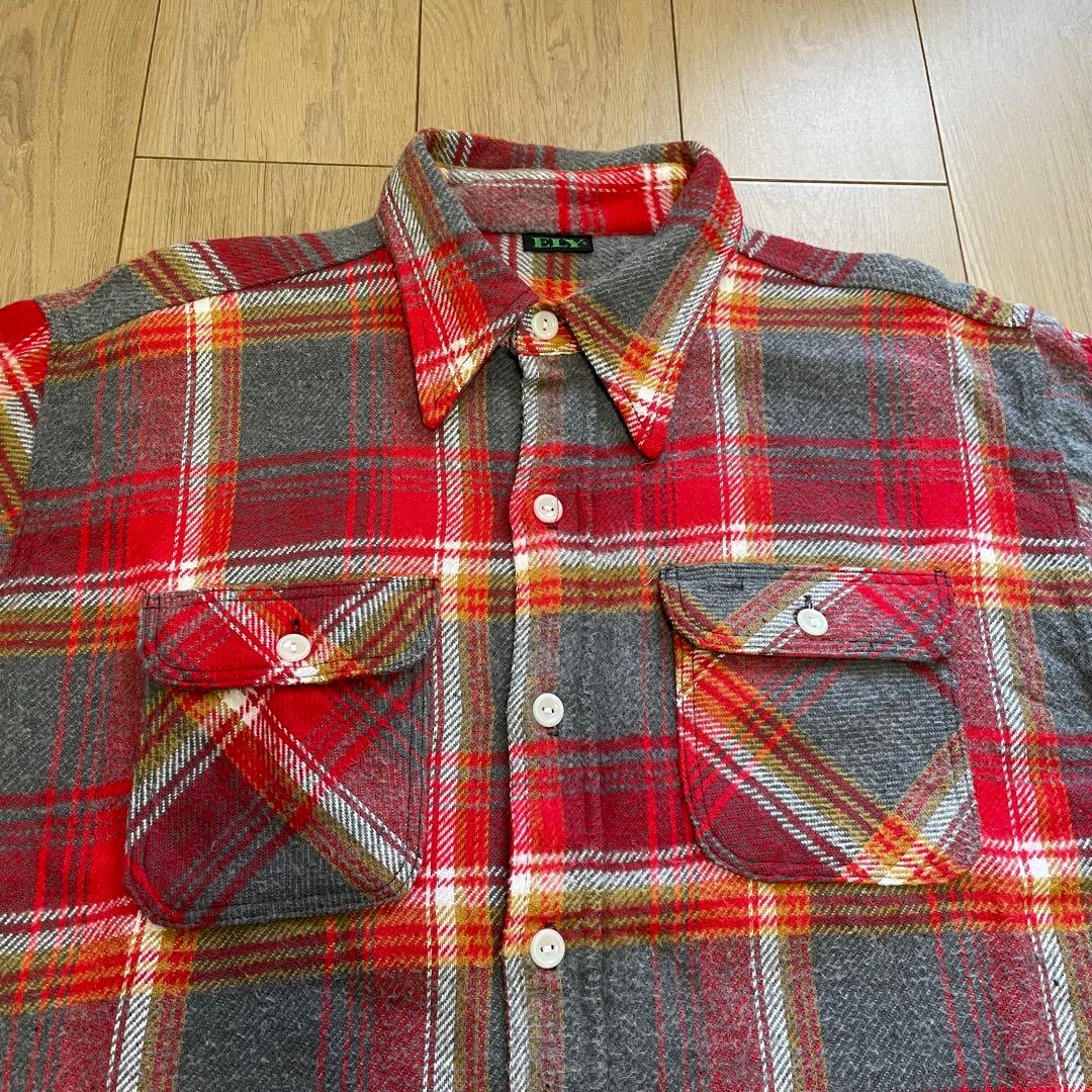60s 70s 好配色 ELY ヘビーネルシャツ USA製 ヴィンテージ