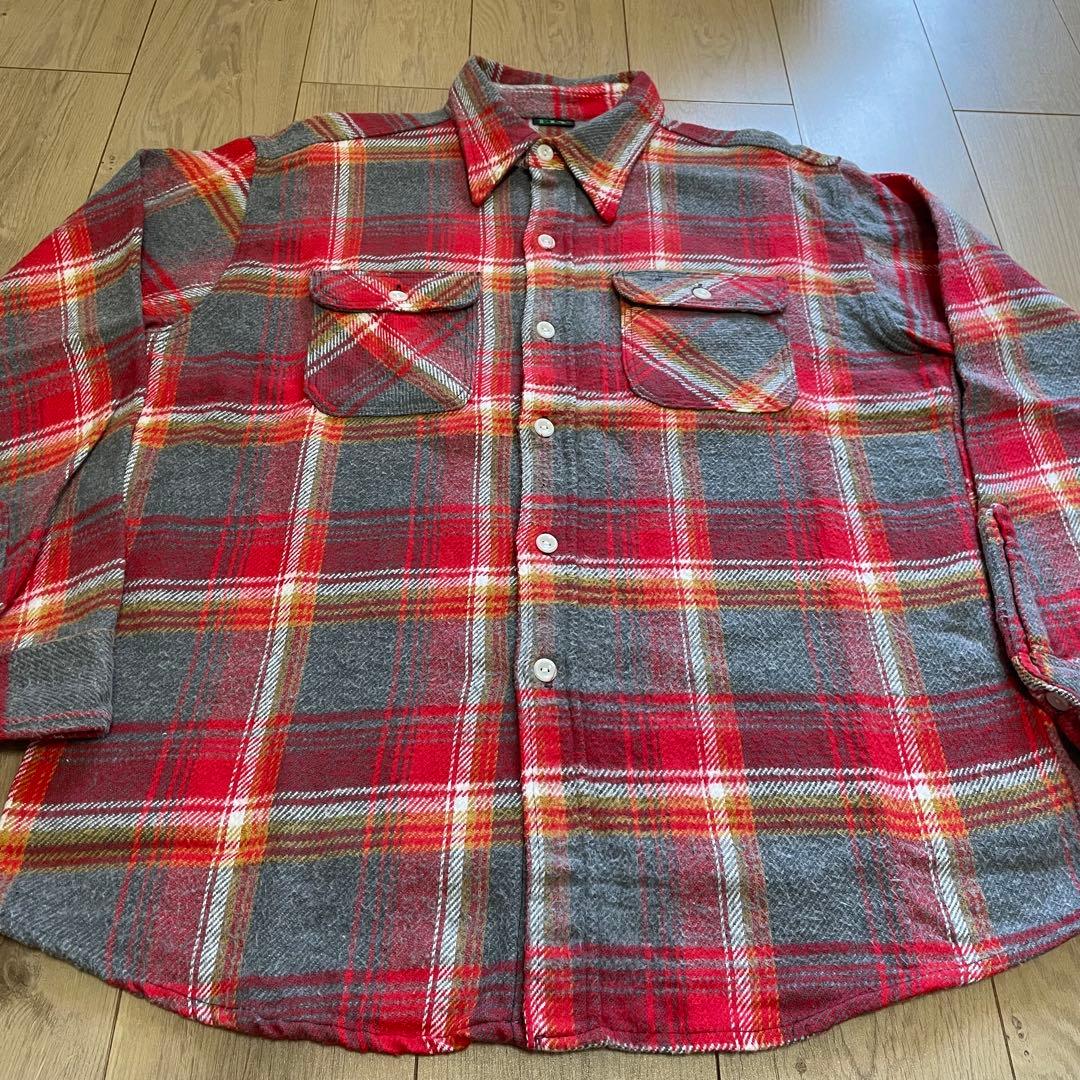 60s 70s 好配色 ELY ヘビーネルシャツ USA製 ヴィンテージ