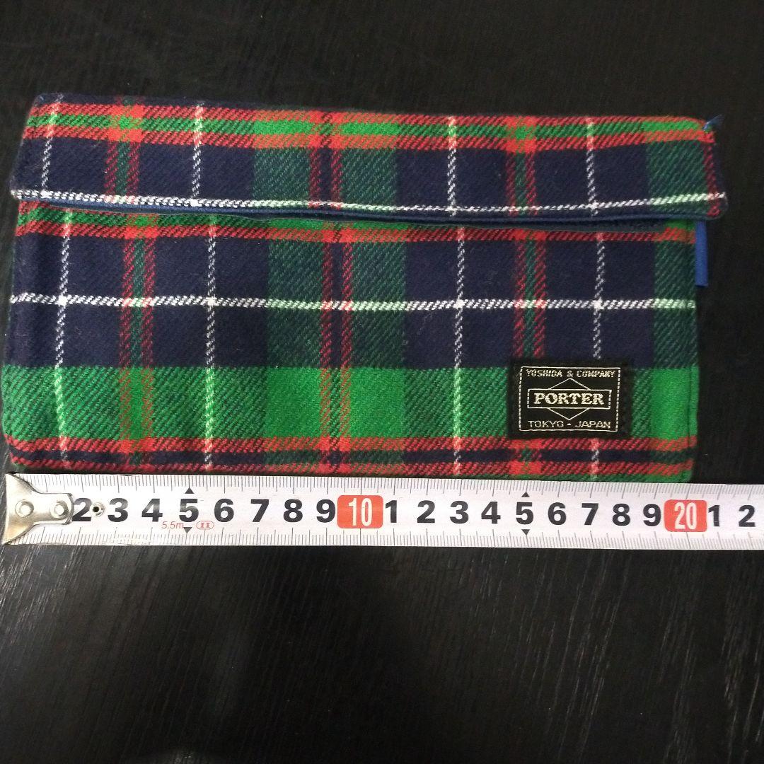 HEAD PORTER　ヘッドポーター　グリーンチェック　長財布　未使用ストック
