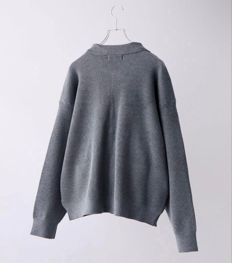 【CLEL】新品未開封ベーシックスプレー畦編みニットシャツカーディガン　杢グレー