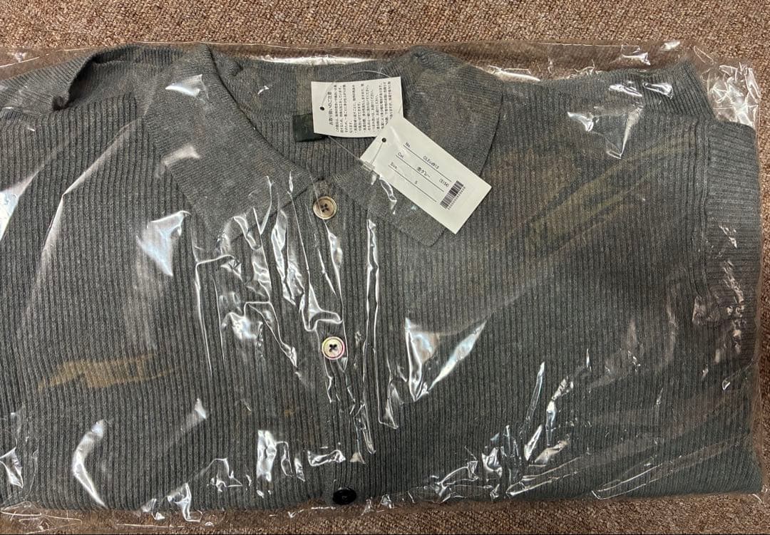 【CLEL】新品未開封ベーシックスプレー畦編みニットシャツカーディガン　杢グレー