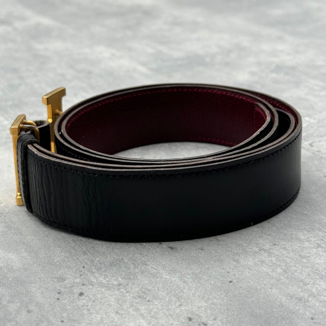【正規品/美品】エルメス 正規ベルト コンスタンス ゴールド金具 黒 95