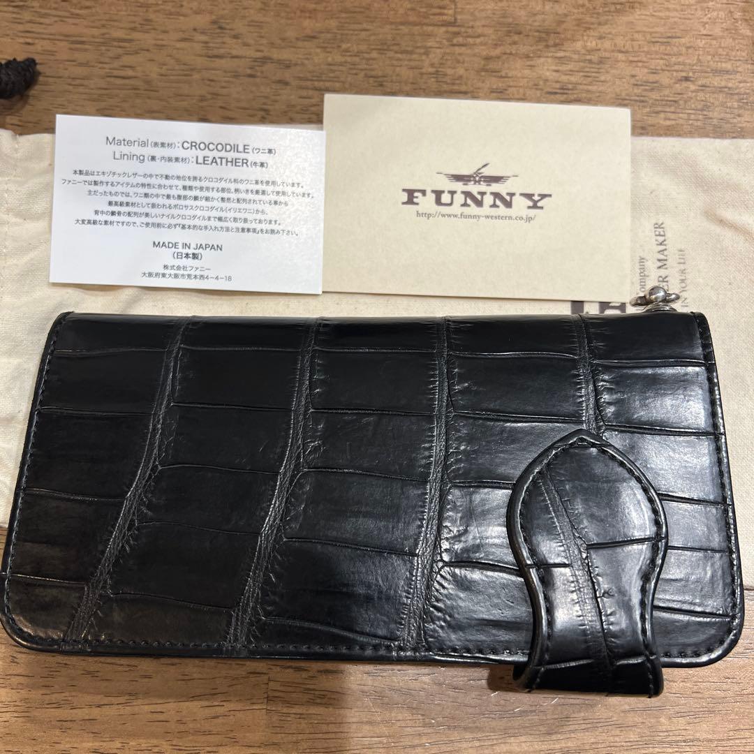 だいすけfunny製 長財布　ライダースウォレット　クロコダイル　未使用