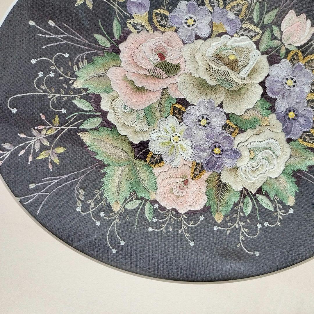 戸塚刺繍　薔薇の花束　額縁　ハンドメイド