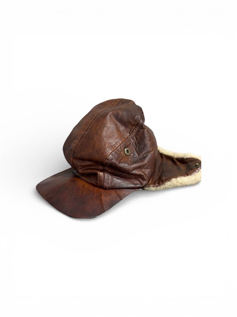 激レア　POLO SPORTS レザーフライトキャップ　Mサイズ　茶芯