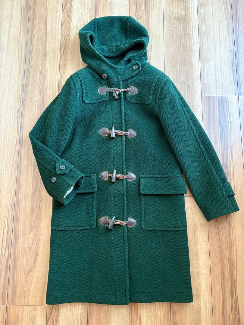 オールドイングランド ダッフルコート ヘリンボーン ダークグリーン　M