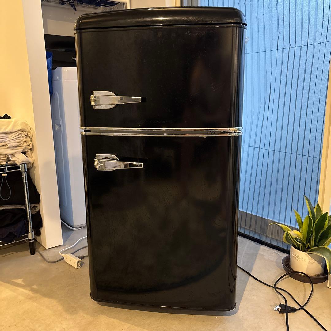 アイリスプラザ/レトロ冷蔵庫/ブラック/81L