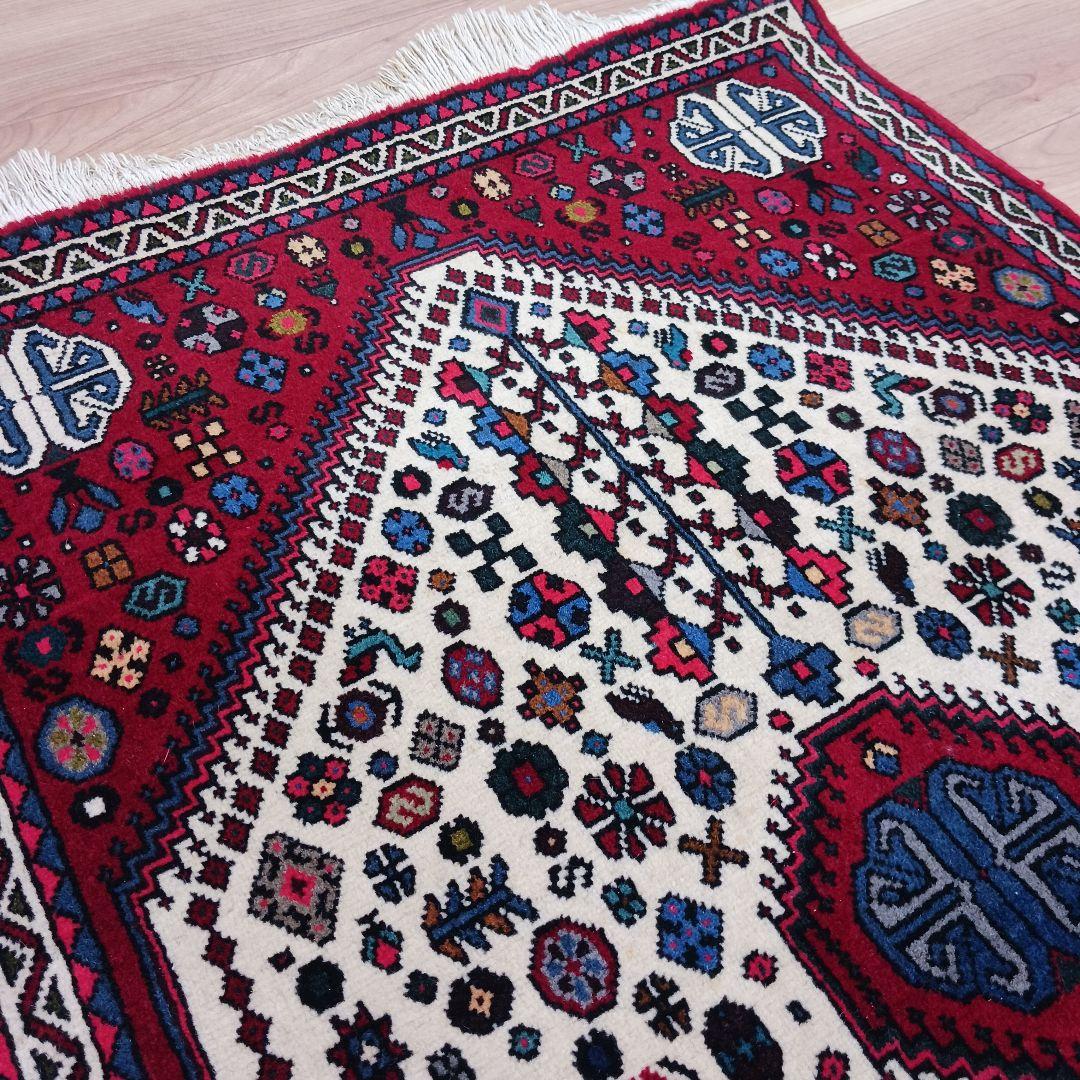 Y1726 ペルシャ絨毯 イラン ウール 手織り105×68㎝ マット