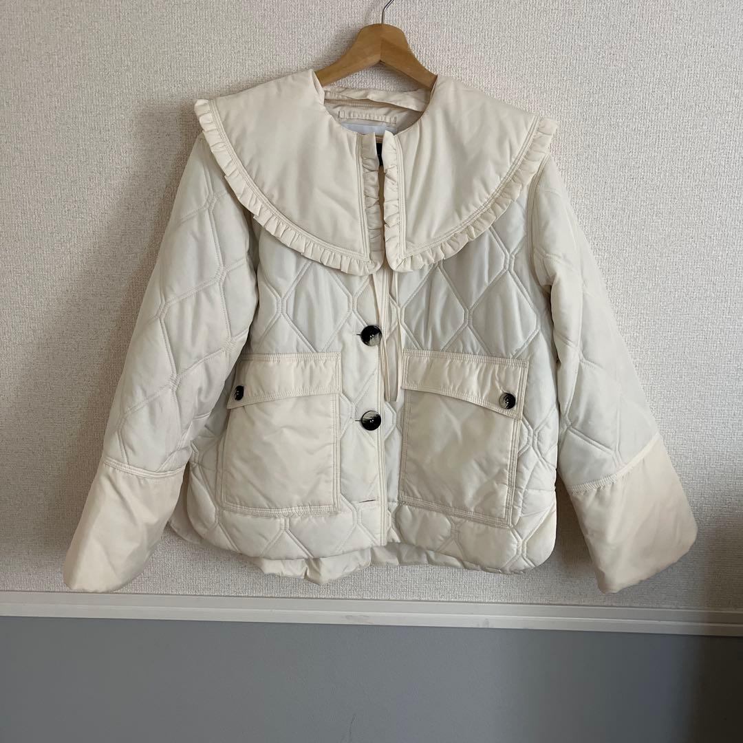 GANNI ビッグカラージャケット キルティング ホワイト 38サイズ
