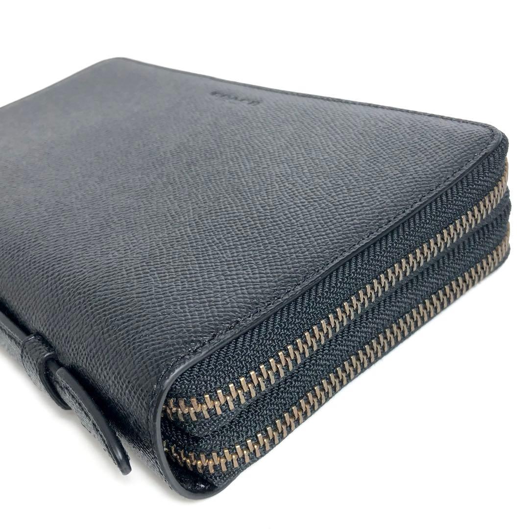 【美品】COACH コーチ ラウンドファスナー長財布 オーガナイザー ブラック