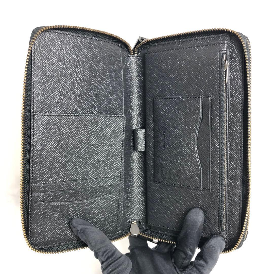 【美品】COACH コーチ ラウンドファスナー長財布 オーガナイザー ブラック